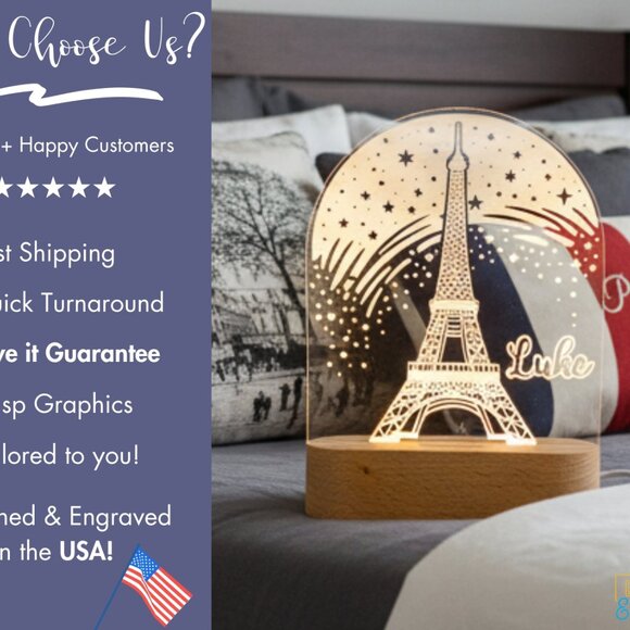 Personalized Eiffel Tower Night Light – Custom Gift for Kids & Adults - Picture 4 of 8